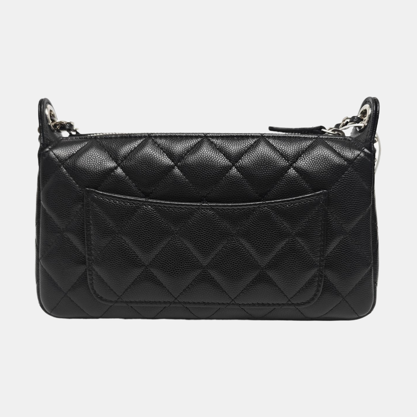 Quilted Grained Calfskin Shoulder Bag Black