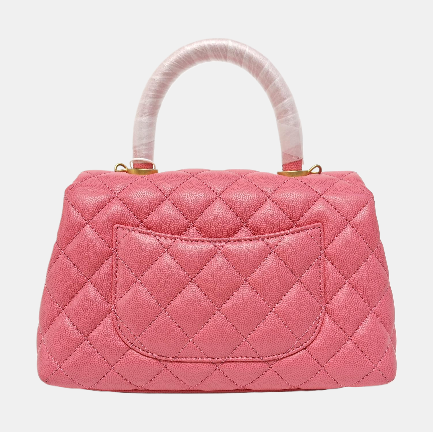 COCO HANDLE Small Quilted Grained Calfskin Pink