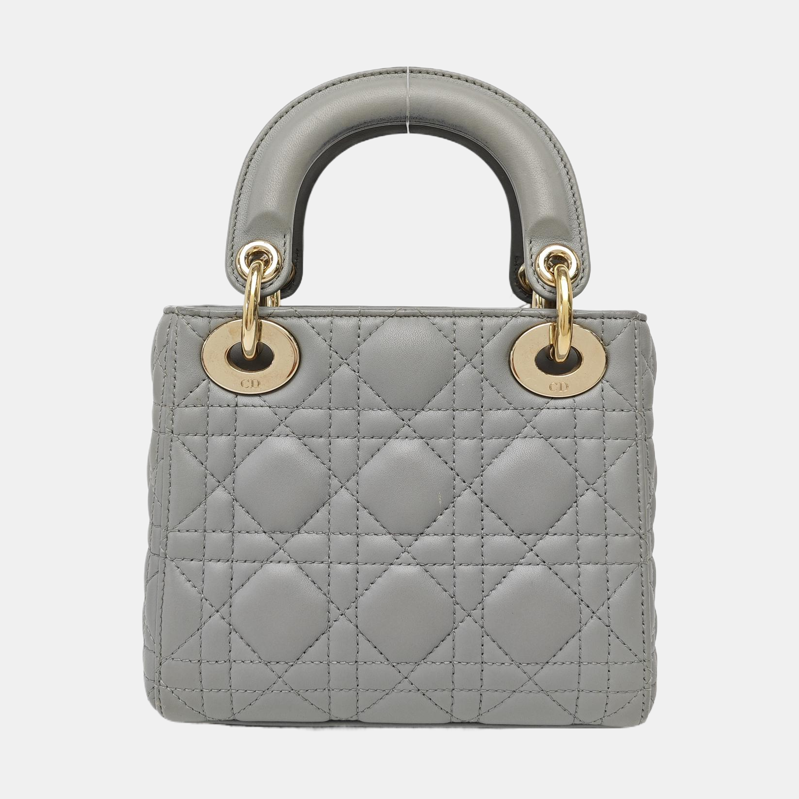 Lady Dior Mini Cannage Lambskin Gray