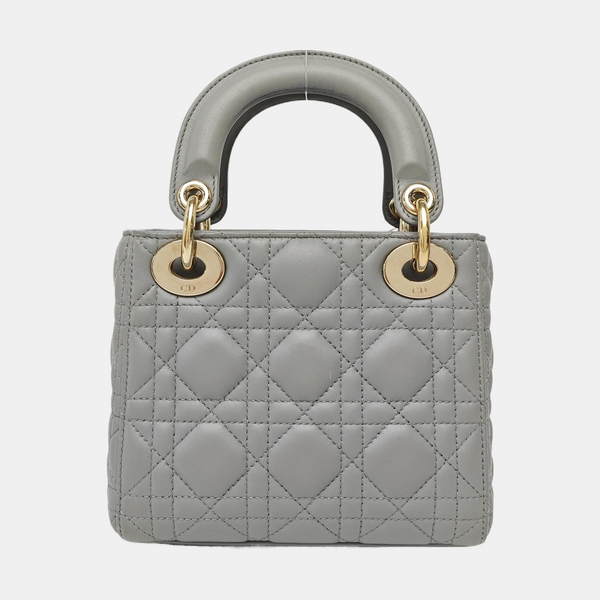 Lady Dior Mini Cannage Lambskin Gray