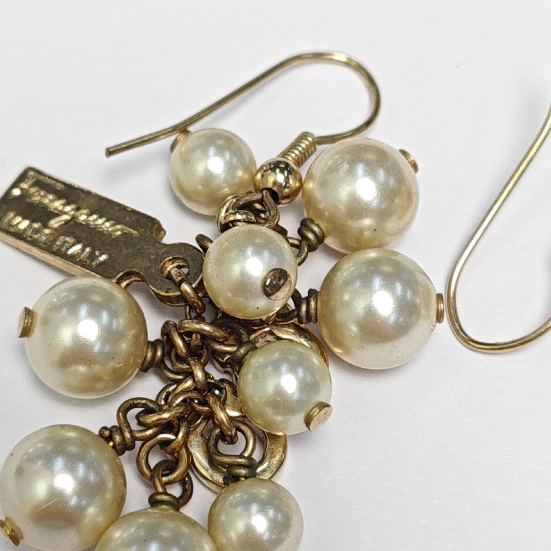 Faux Pearl Gold Earrings