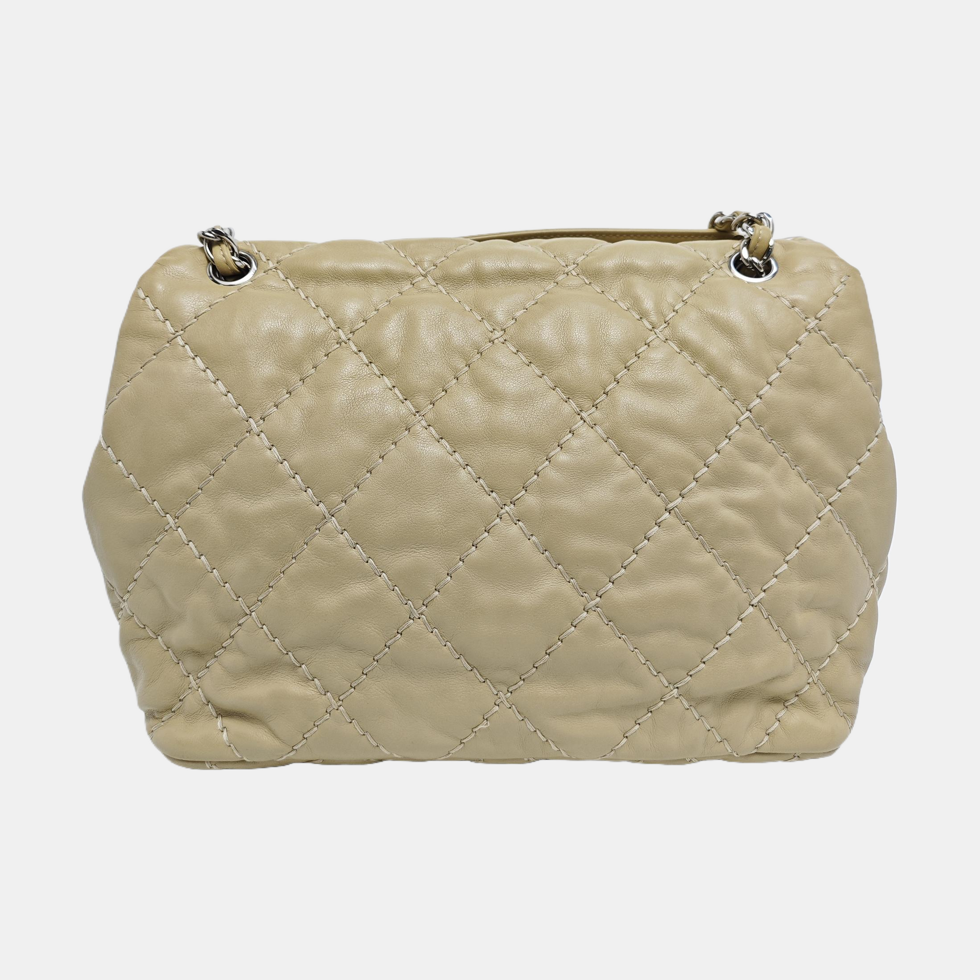 CC CROWN Quilted Calfskin Beige