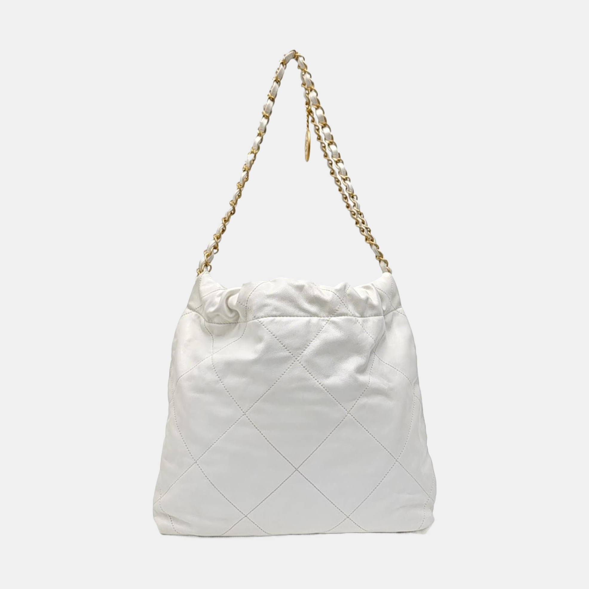 CHANEL 22 Small Quilted Calfskin White