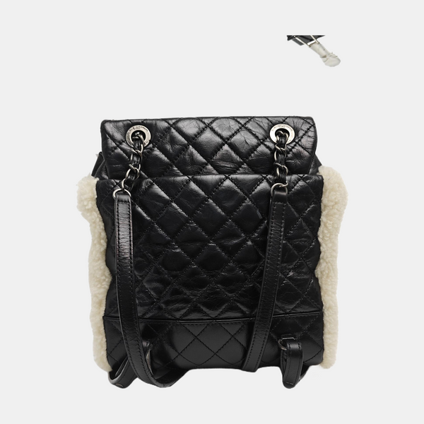 Quilted Sheepskin Backpack Beige