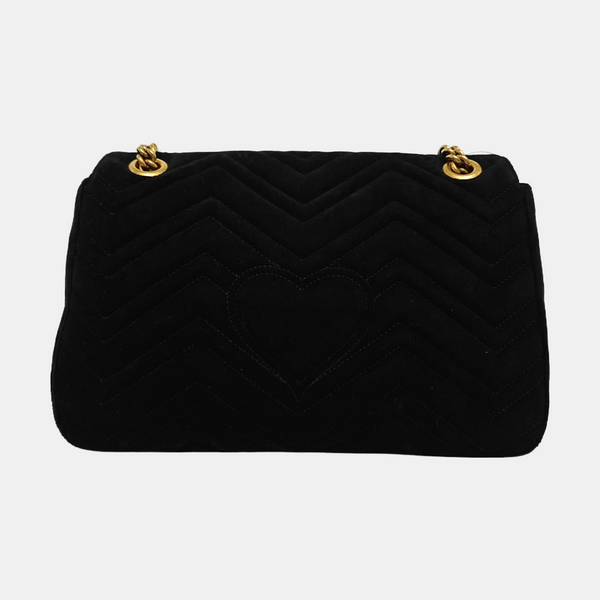 GG Marmont Large Quilted Velvet Black