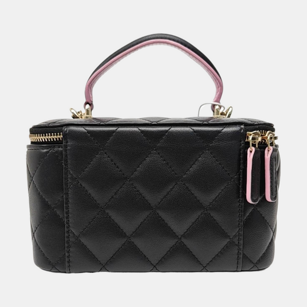VANITY CASE Medium Quilted Lambskin Black