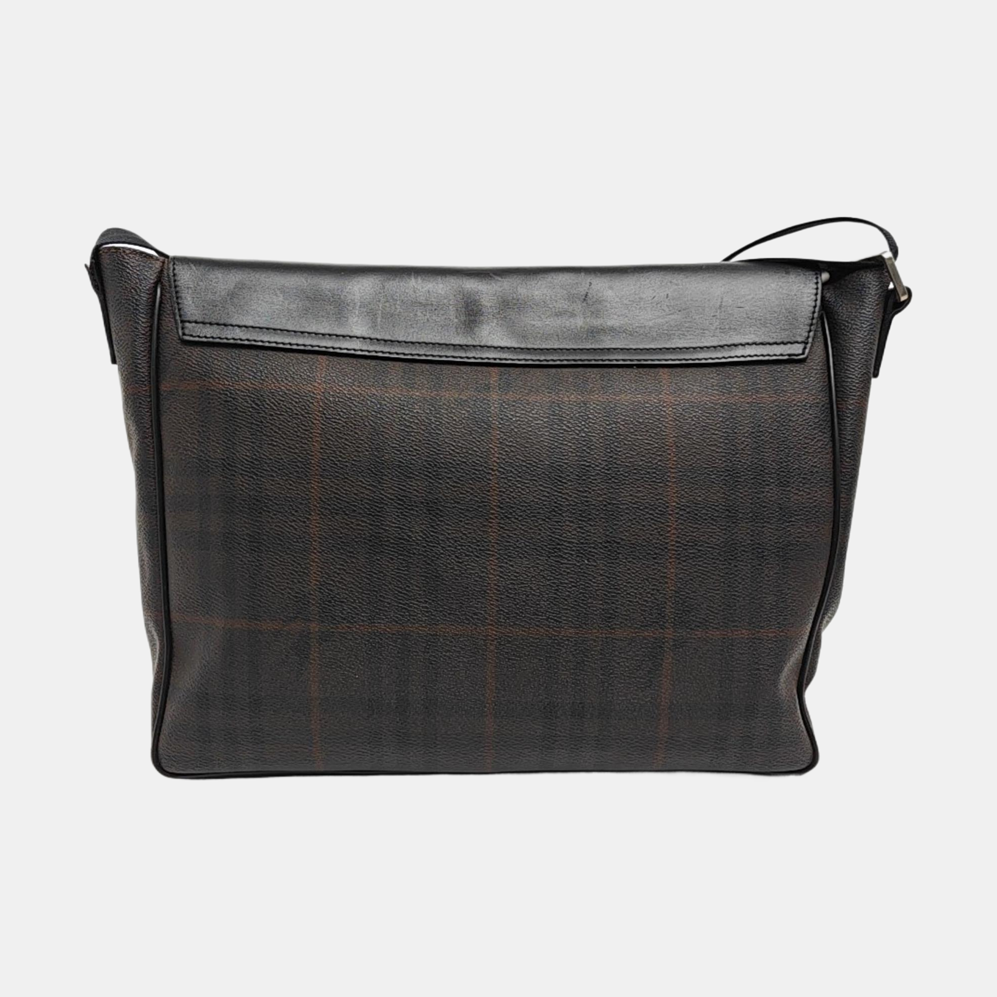 Coated Canvas Shoulder Bag Brown
