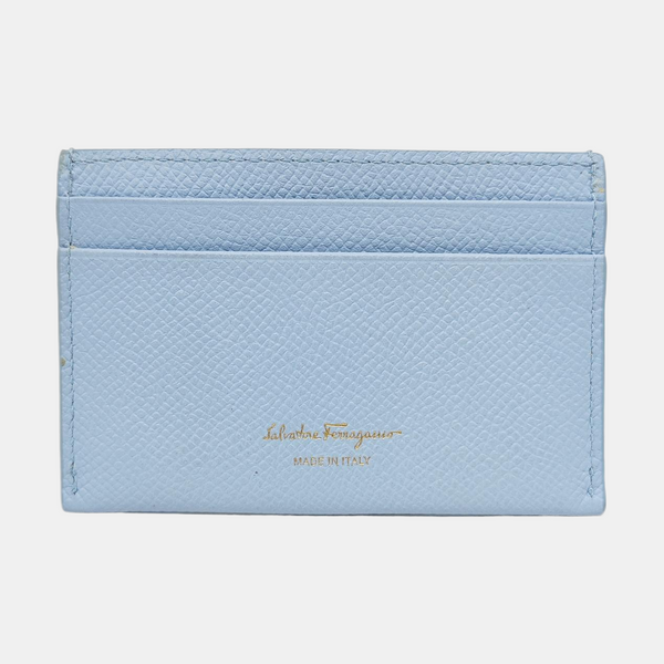 Gancini Calfskin Blue Card Holder
