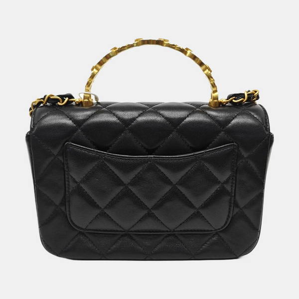 Quilted Lambskin Shoulder Bag Mini Black
