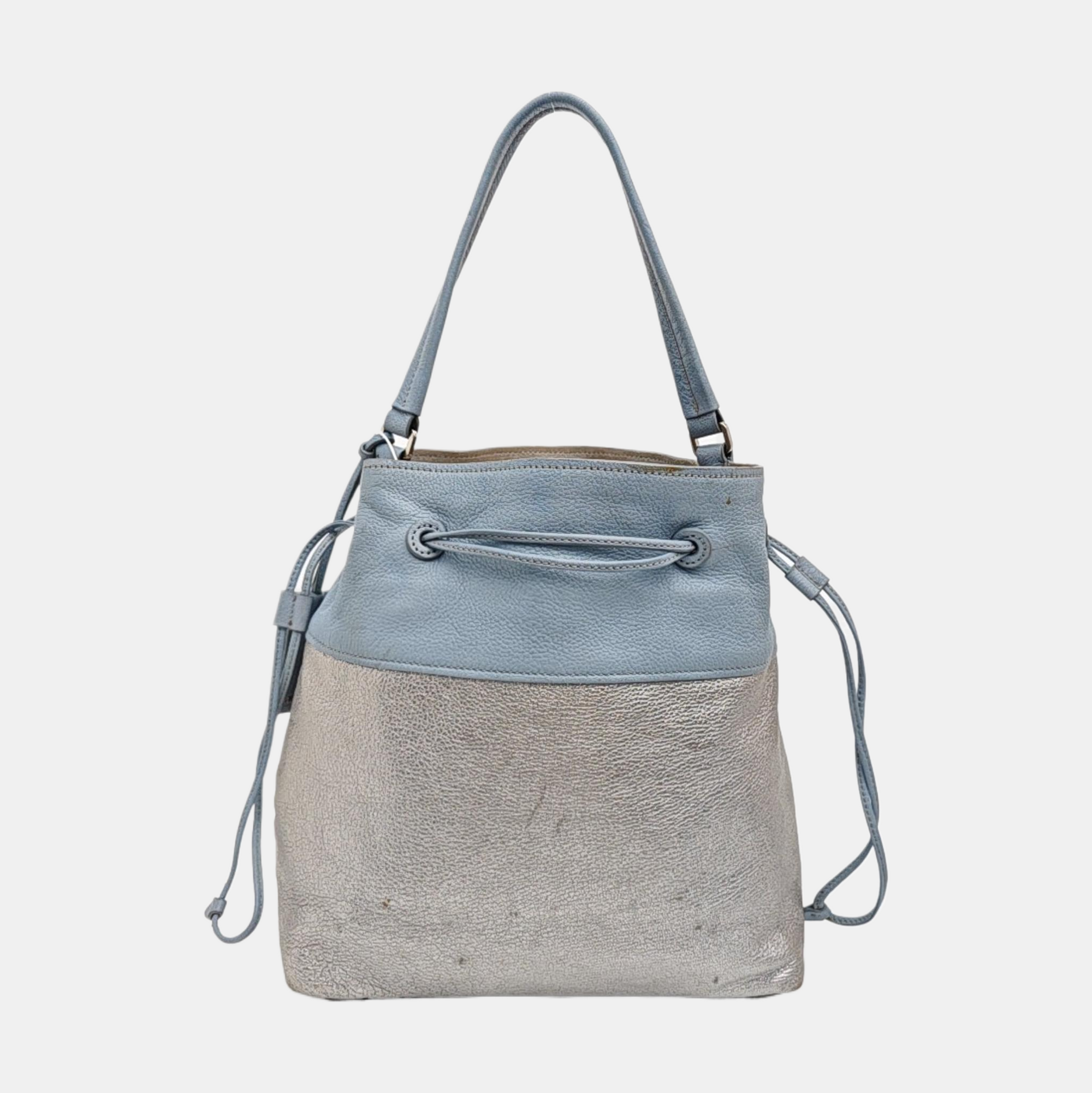 Calfskin Top Handle Bag Silver