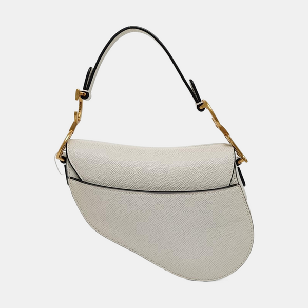 Authenticated pre-owned  Saddle Mini Calfskin White - Top Handle Bag at Looply