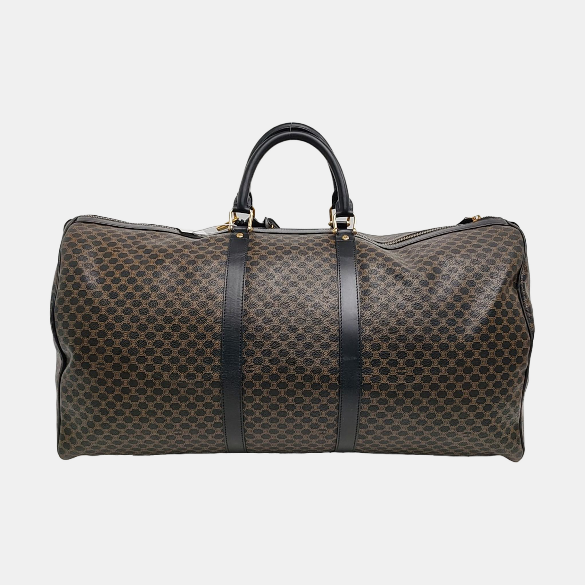 Coated Canvas Top Handle Bag Brown