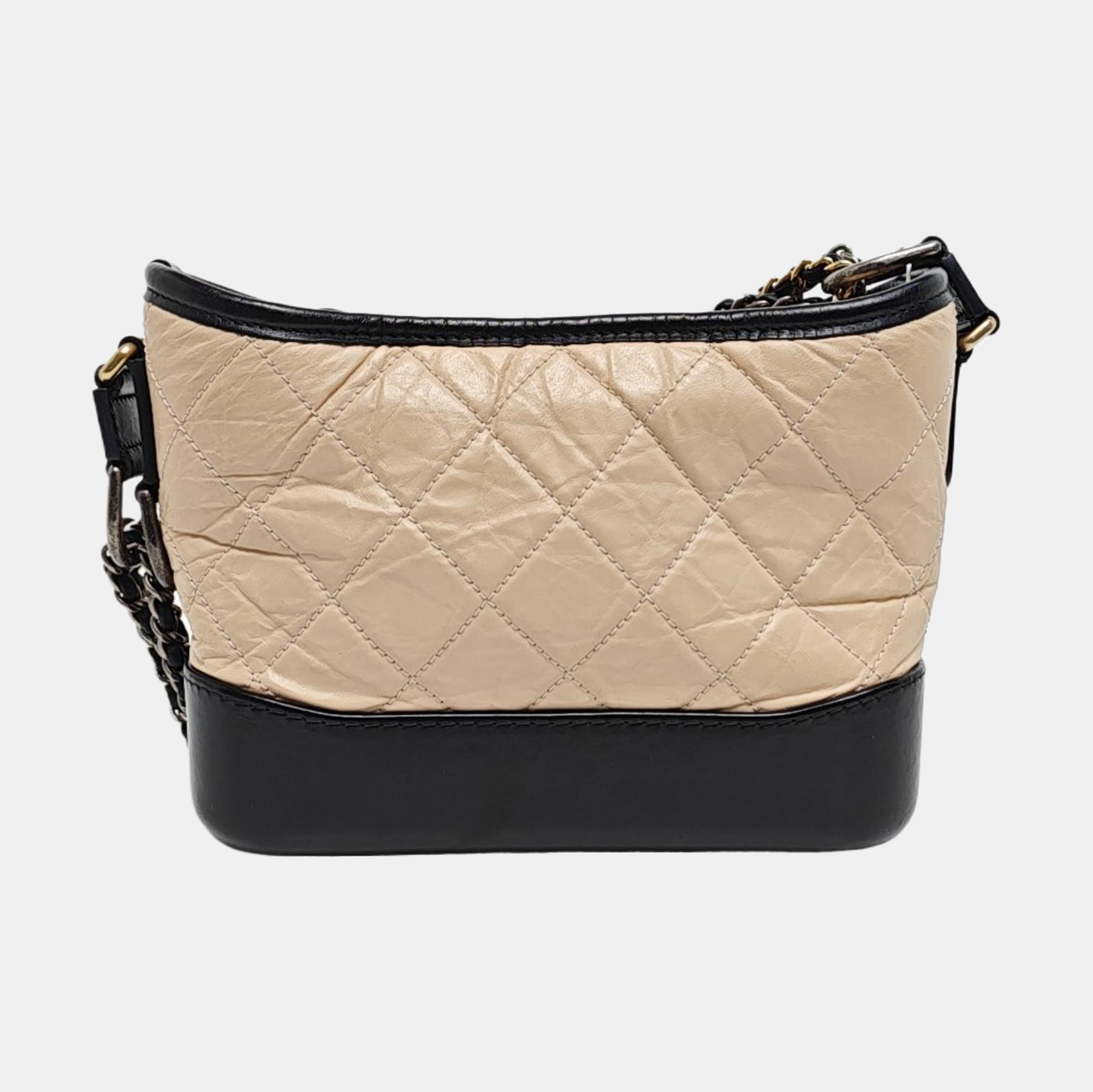 GABRIELLE Small Quilted Calfskin Beige
