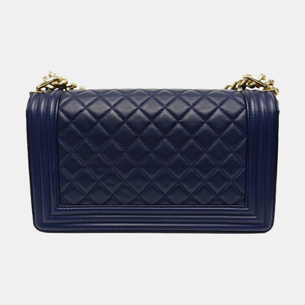 BOY CHANEL Medium Quilted Calfskin Blue