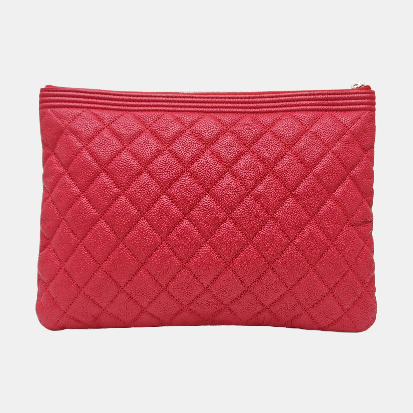 BOY CHANEL Medium Quilted Grained Calfskin Red