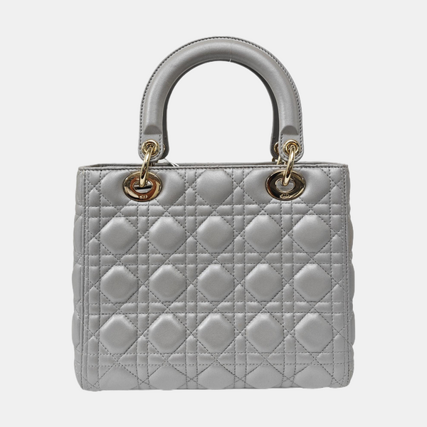 Lady Dior Medium Quilted Lambskin Gray