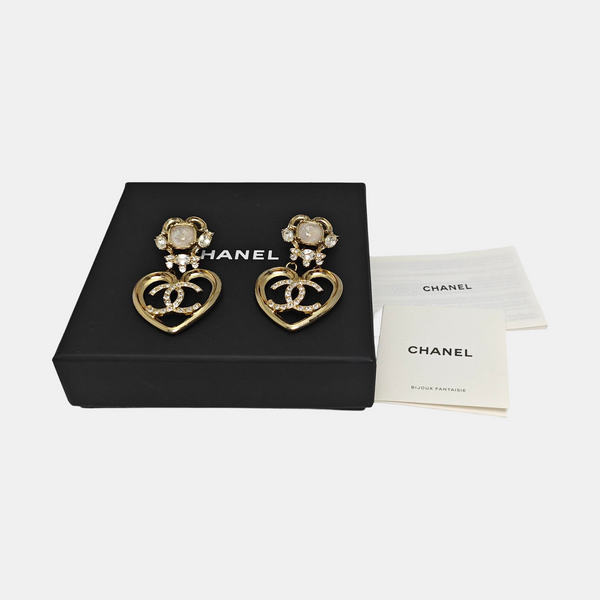 CC Logo Metal Gold Clip On Earrings