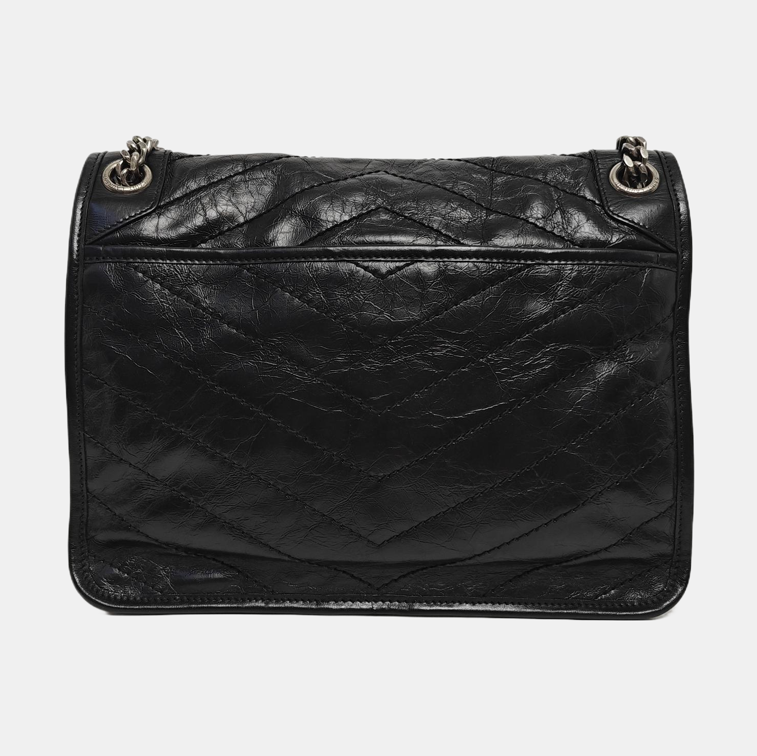 NIKI Medium Chevron Calfskin Black