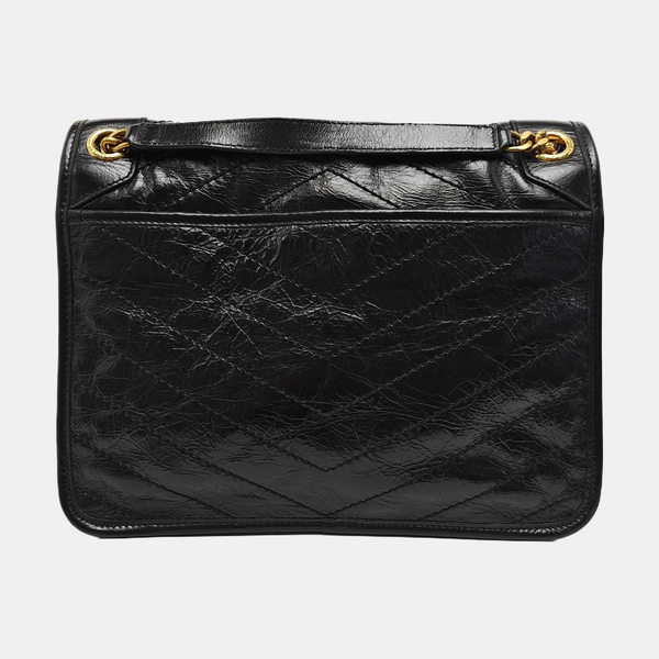NIKI Medium Chevron Calfskin Black