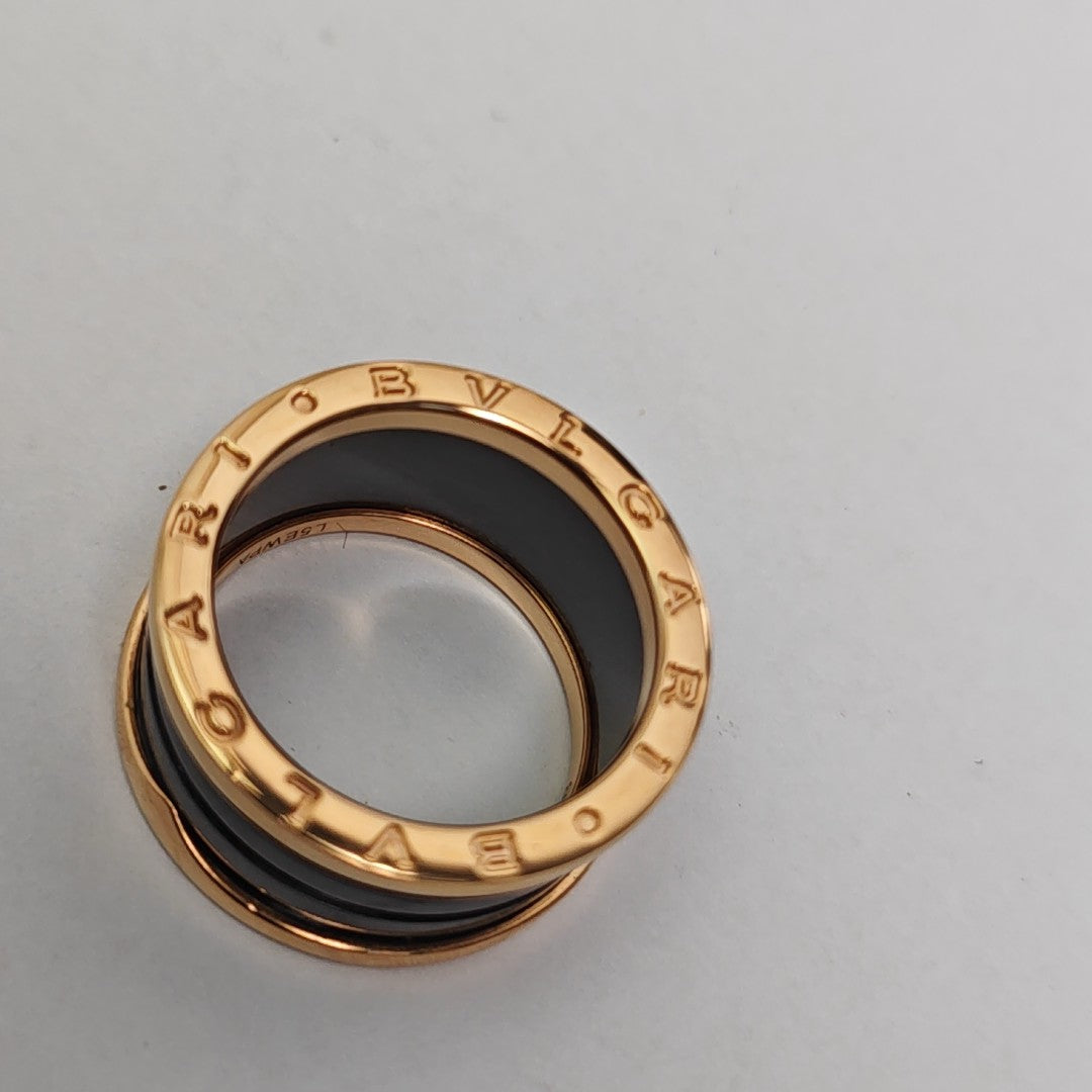 B.ZERO1 18k Rose Gold Black Ring EU 58