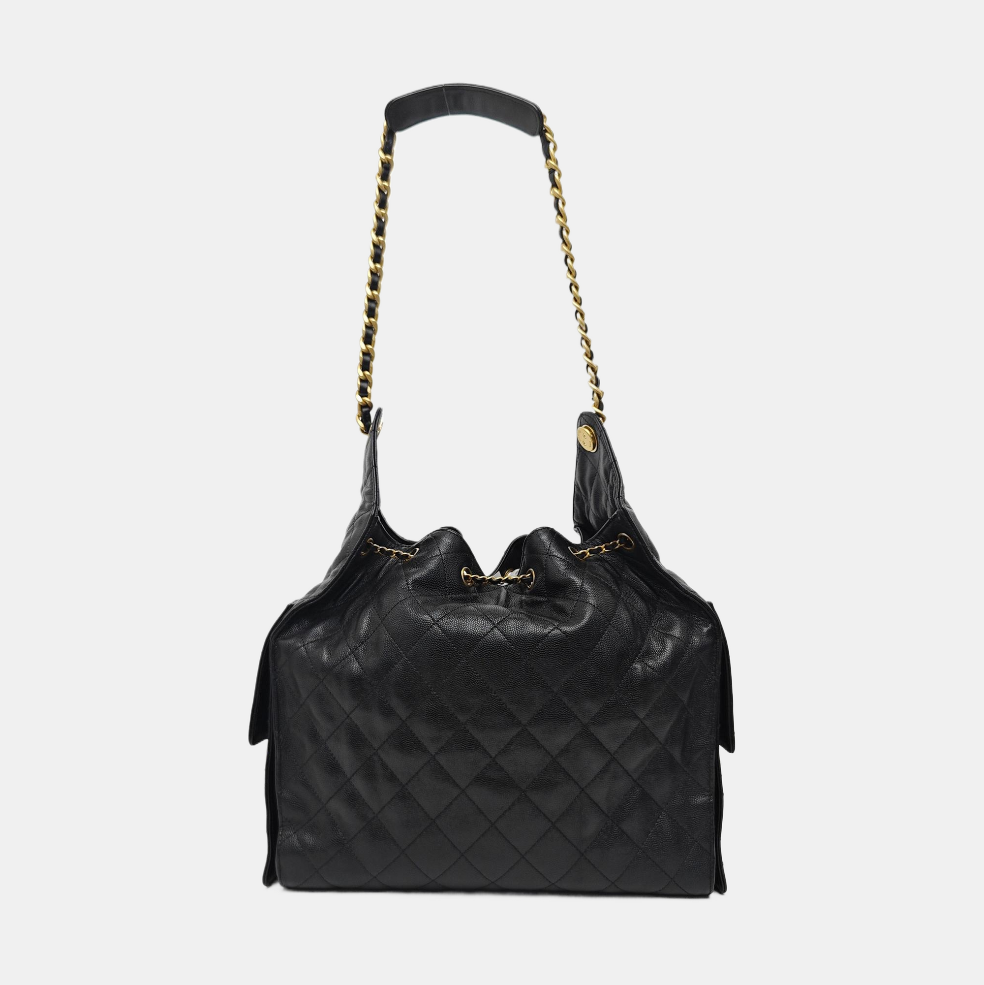 CHANEL 25 Medium Quilted Calfskin Black