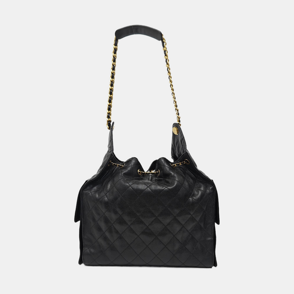 CHANEL 25 Medium Quilted Calfskin Black