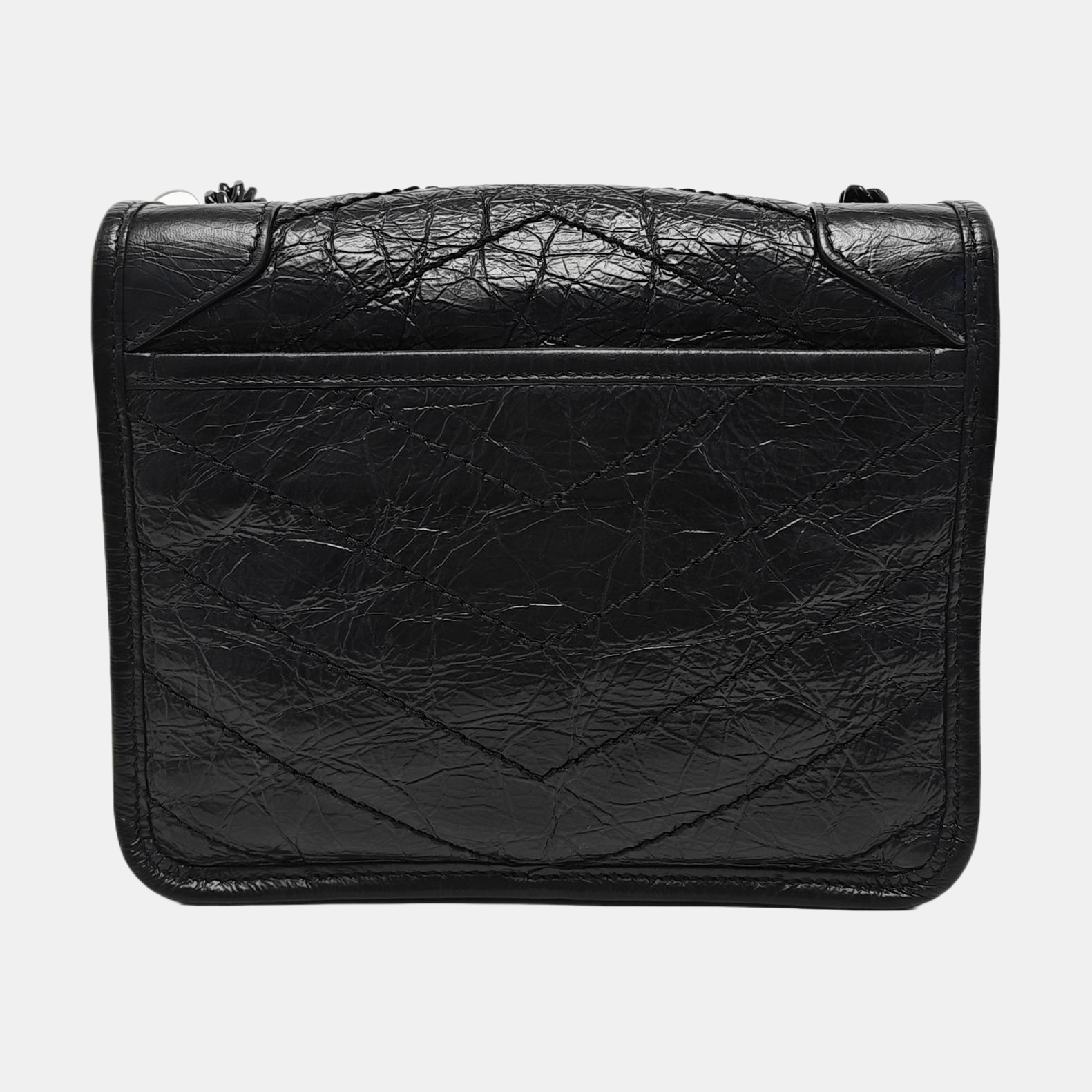 NIKI Mini Chevron, Quilted Calfskin Black