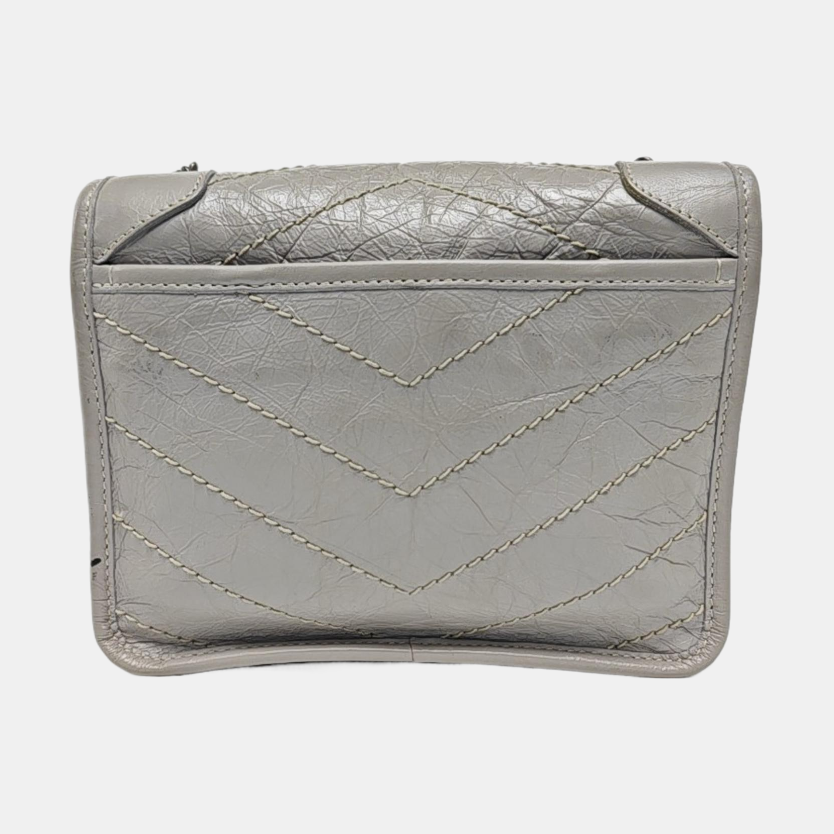 Authenticated pre-owned  NIKI Mini Chevron, Quilted Calfskin Gray - Shoulder Bag at Looply