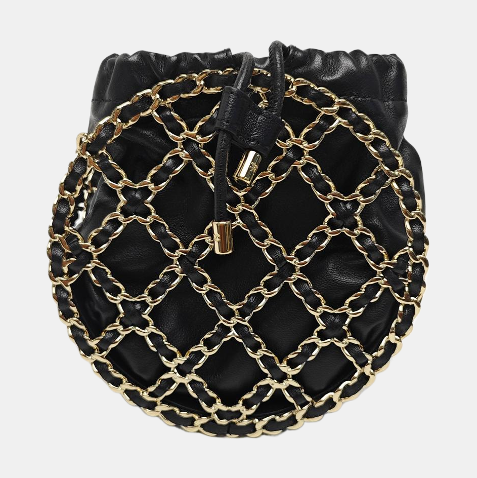ROUND Quilted Lambskin Black