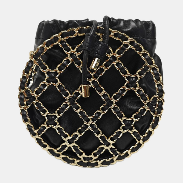 ROUND Quilted Lambskin Black