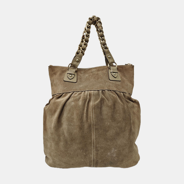 Suede Top Handle Bag Brown