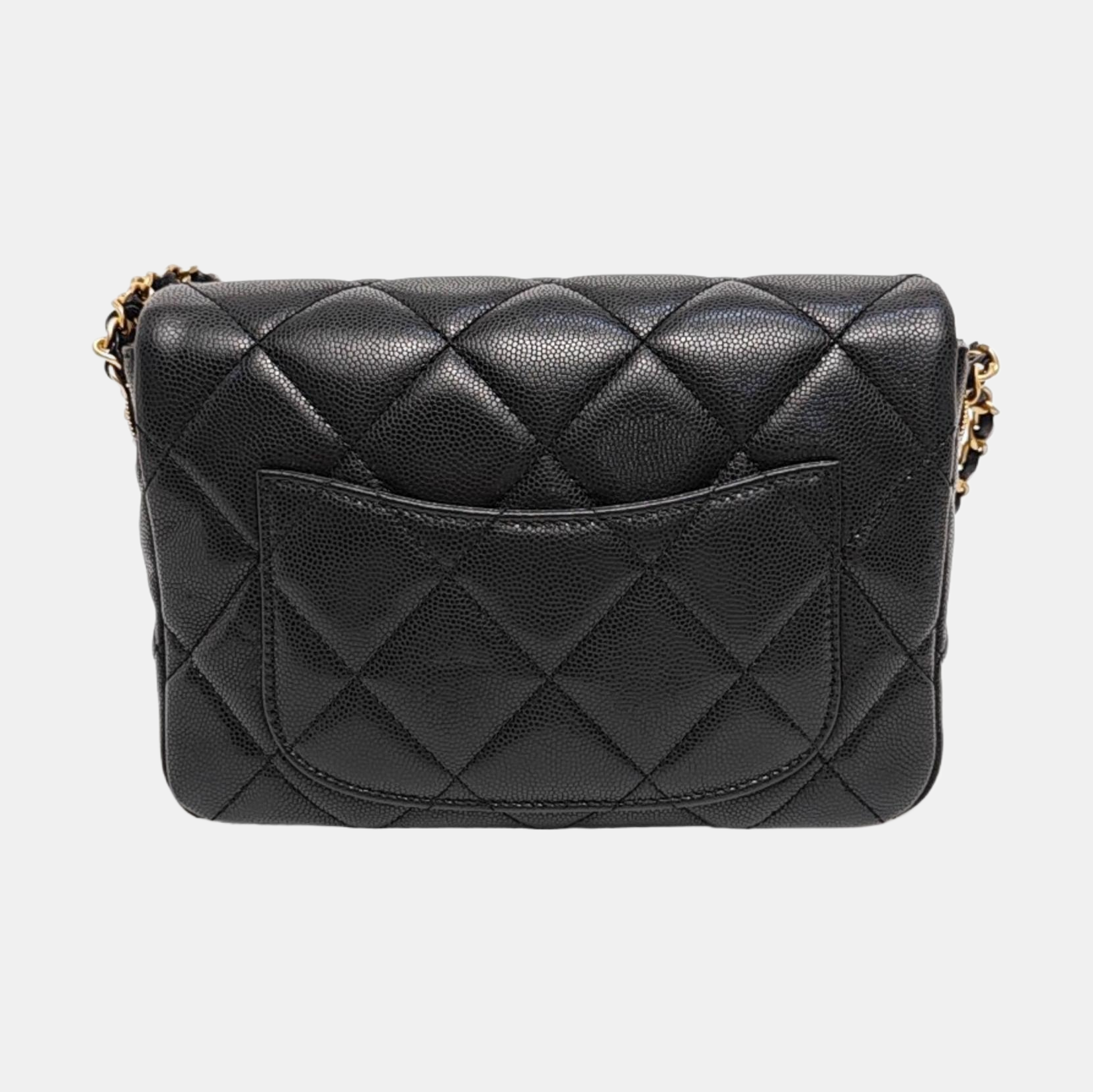 CLASSIC FLAP Mini Quilted Grained Calfskin Black