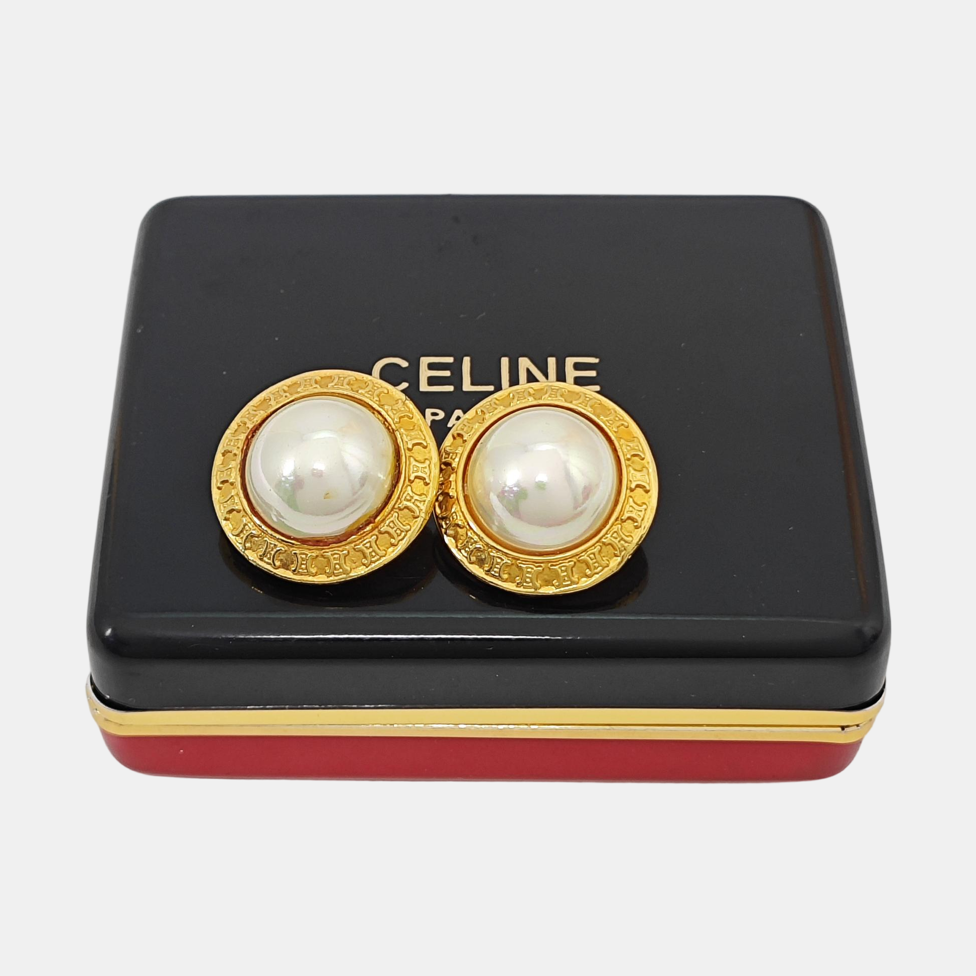 Faux Pearl White Clip On Earrings