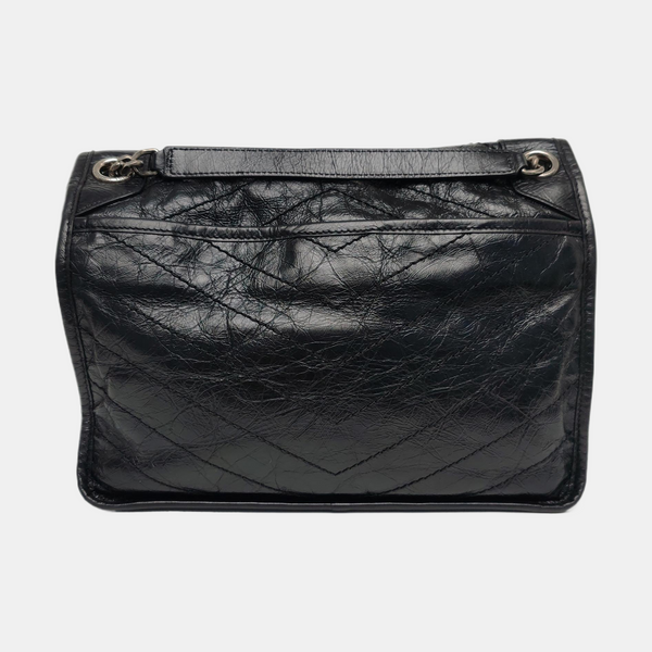 NIKI Medium Chevron Calfskin Black