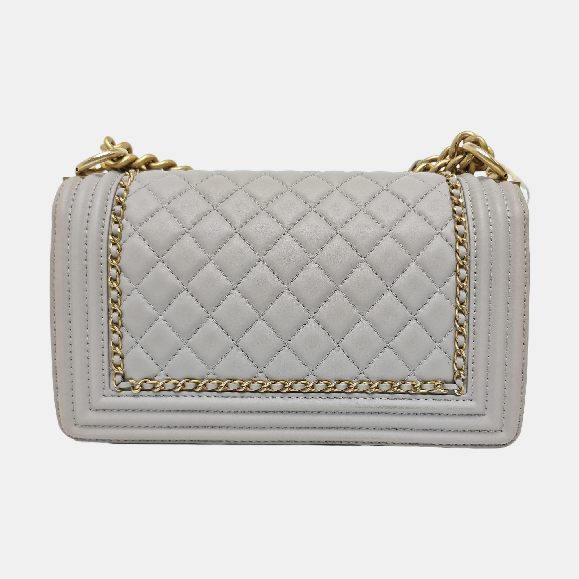 BOY CHANEL Medium Quilted Calfskin Gray
