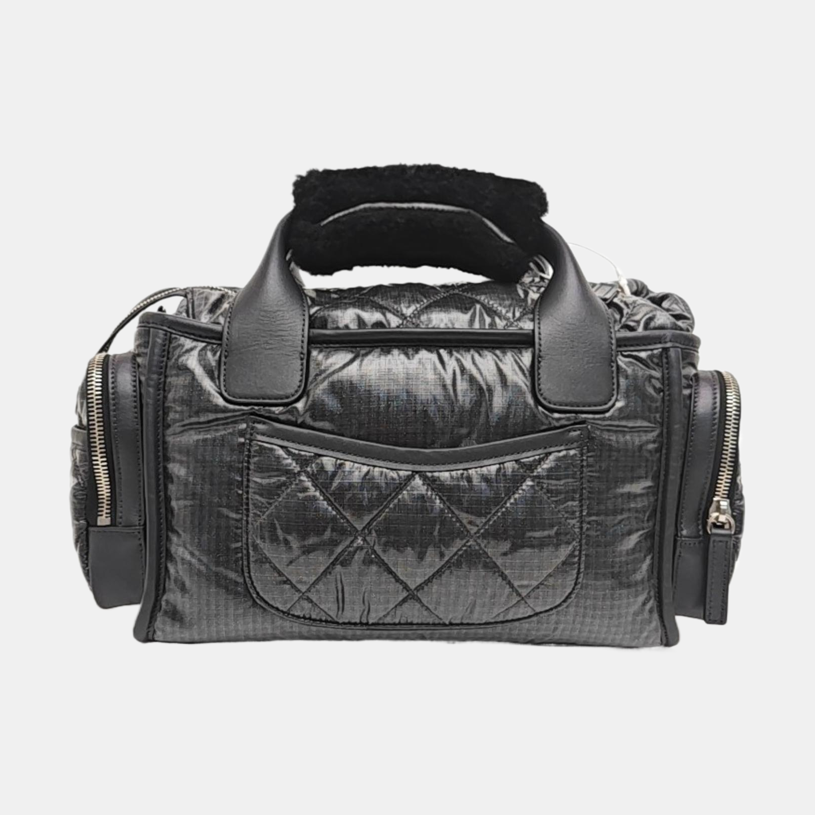 Quilted Nylon Shoulder Bag Gray