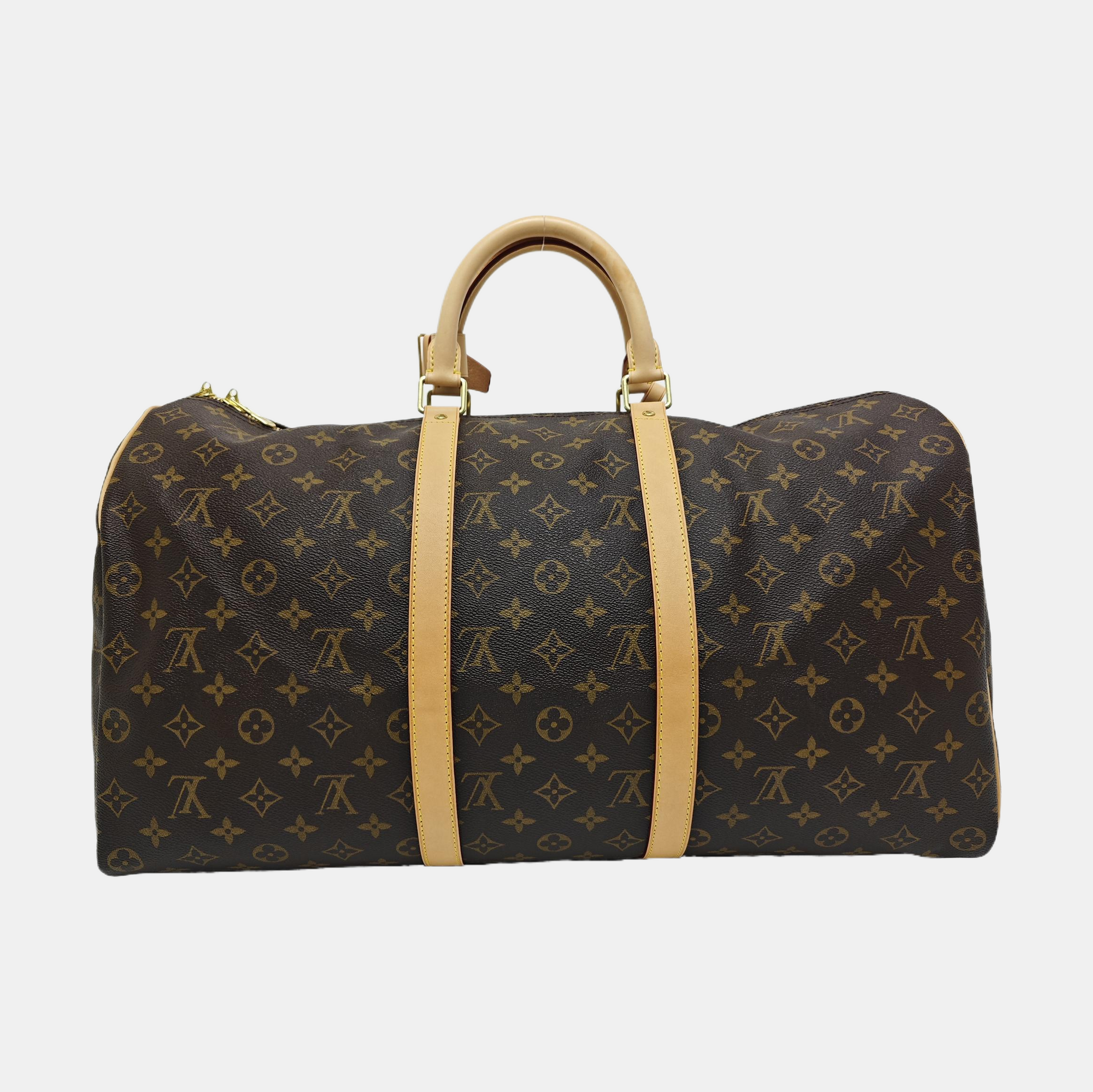 KEEPALL 50 Monogram Coated Canvas Brown