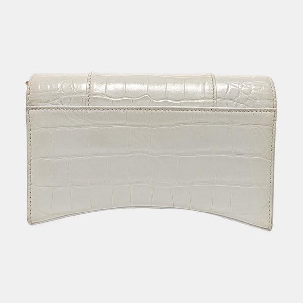 Hourglass Wallet On Chain Mini Calfskin White
