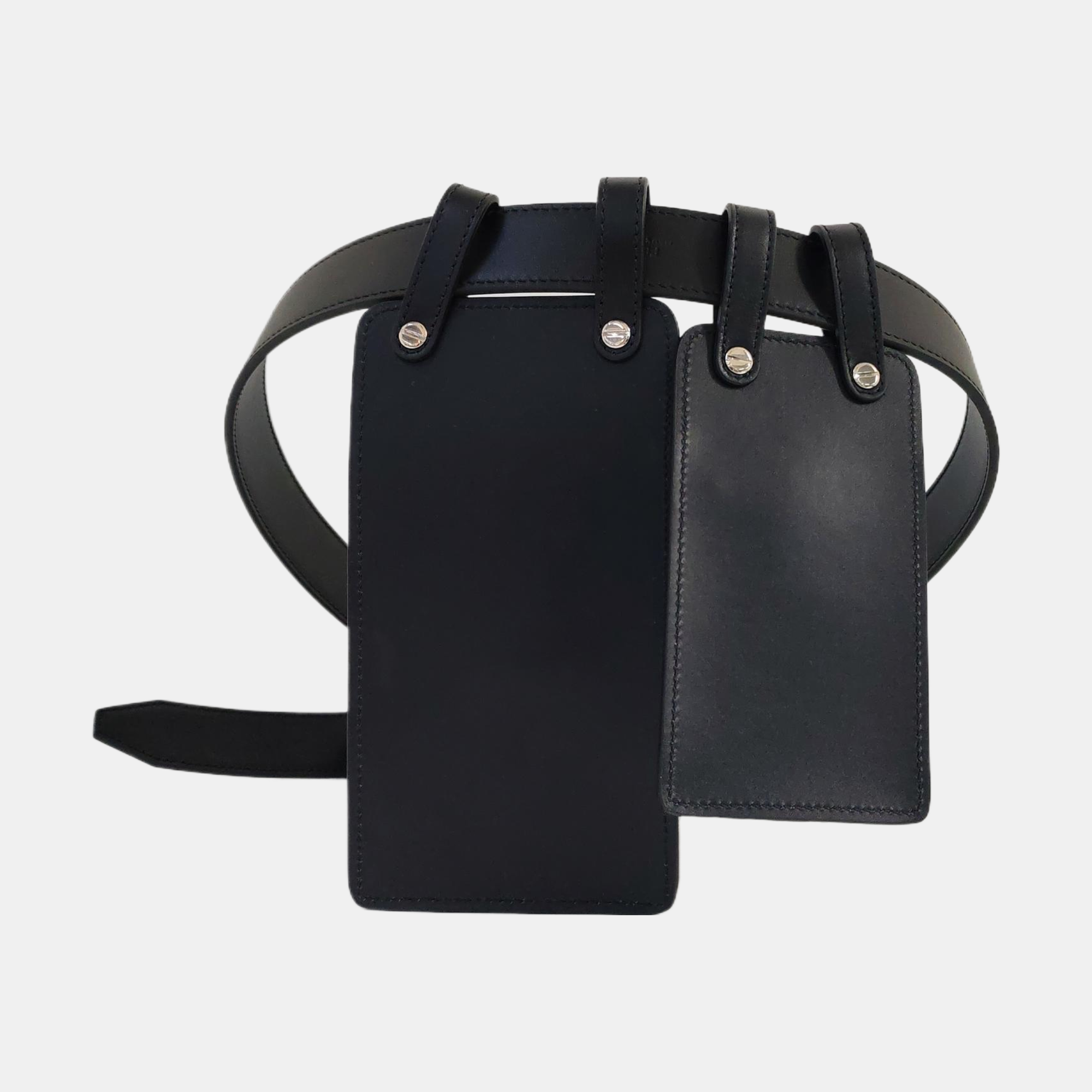 2 Pockets Leather Black
