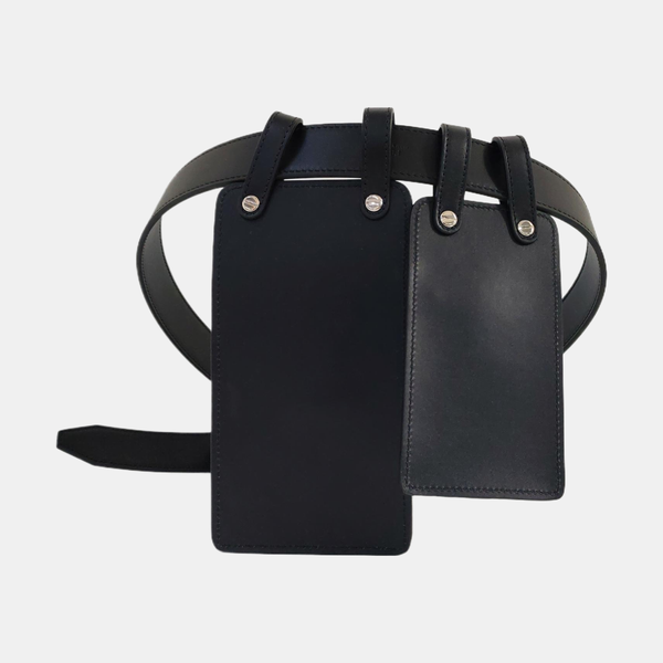 2 Pockets Leather Black