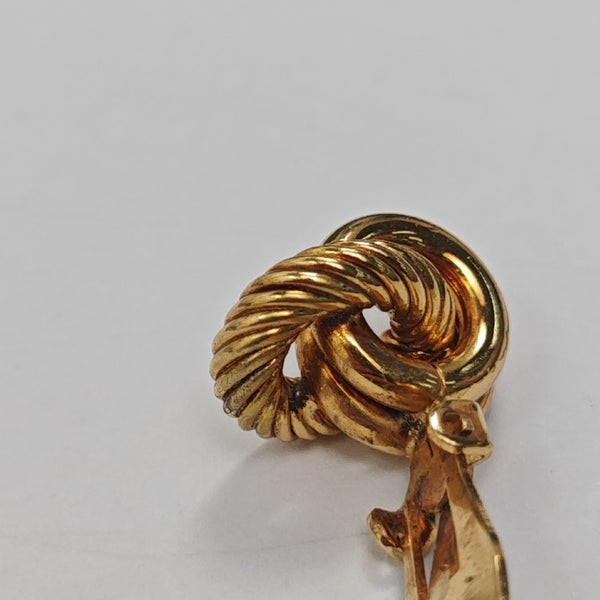 Twist Round Metal Gold Clip On Earrings