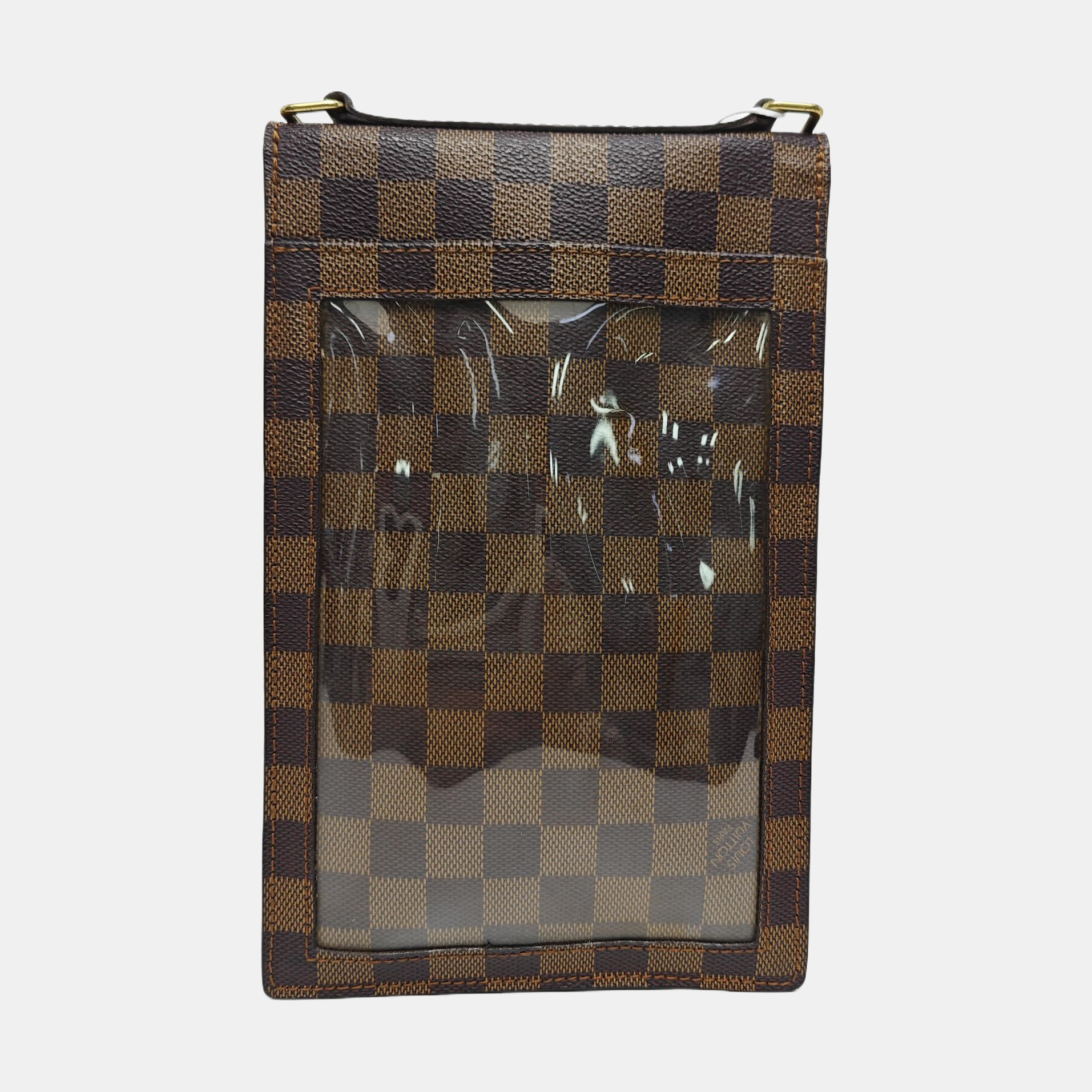 PORTOBELLO Damier Ebene Coated Canvas Brown