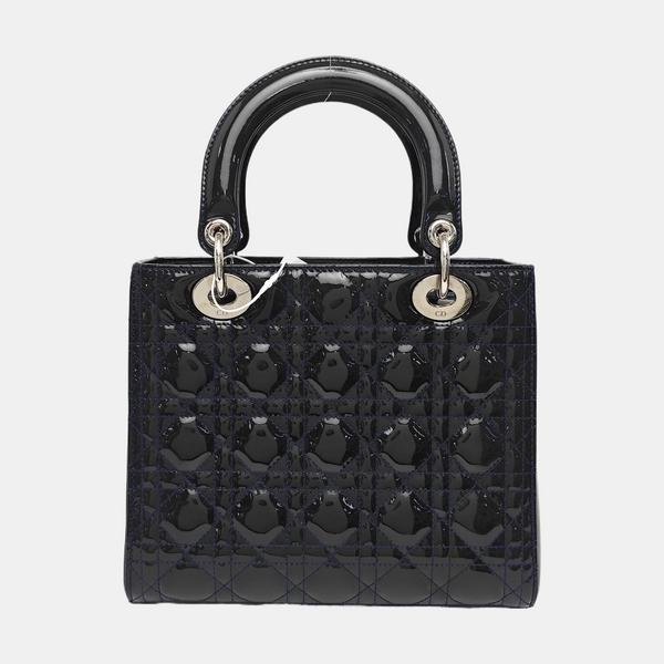 Lady Dior Medium Quilted Patent Leather Blue