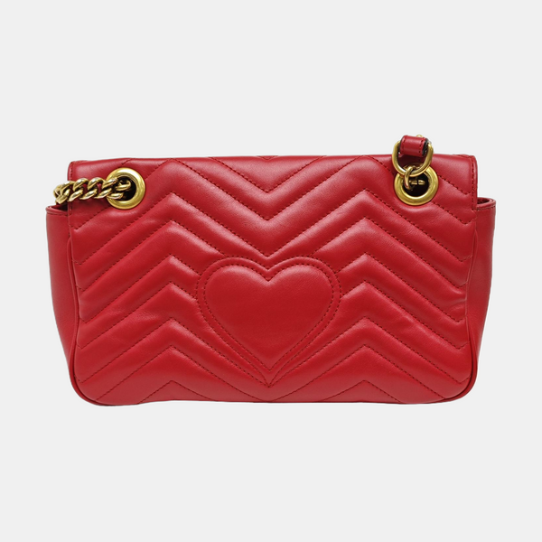 GG Marmont Medium Quilted Calfskin Red
