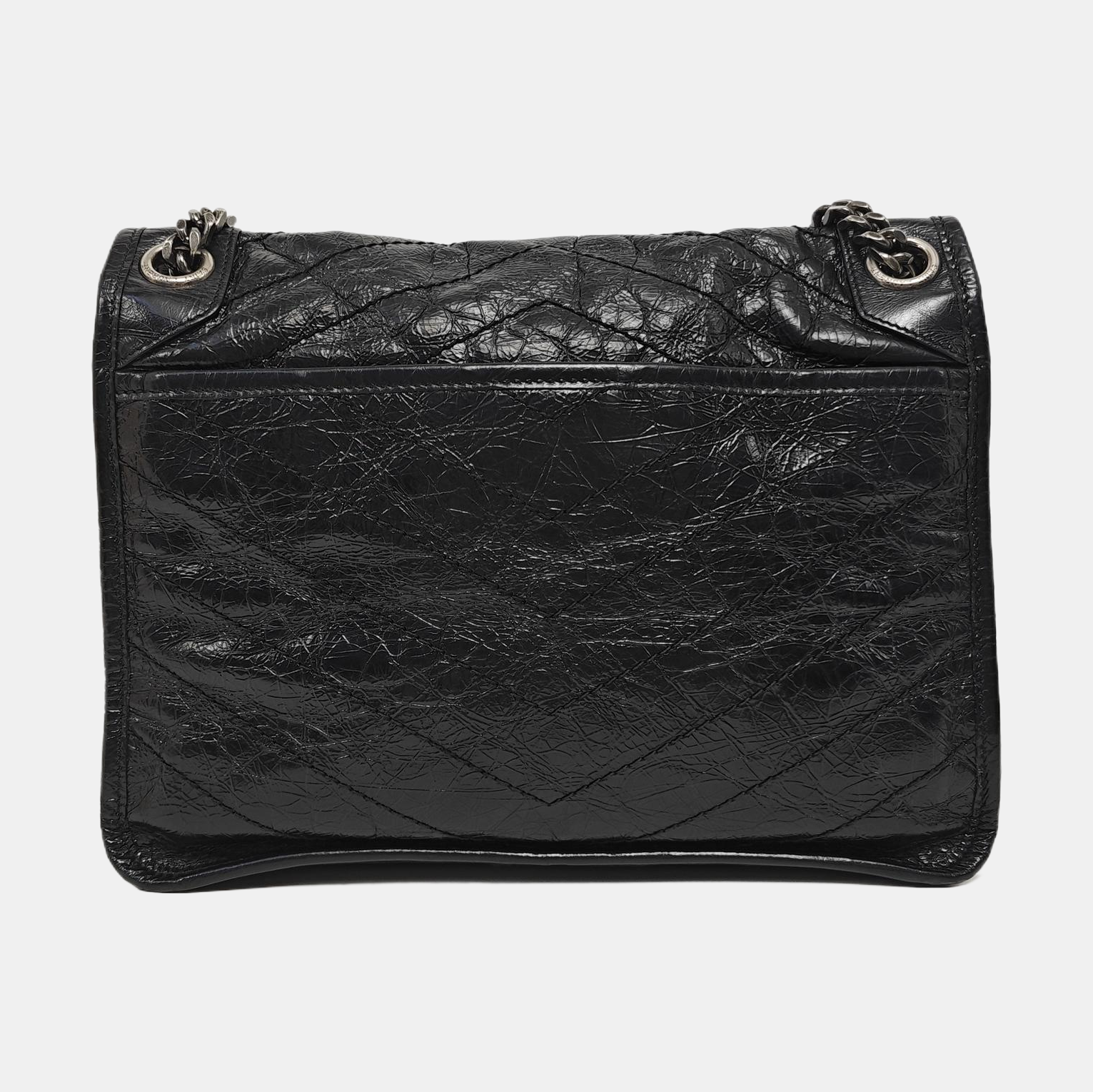 NIKI Medium Chevron Calfskin Black