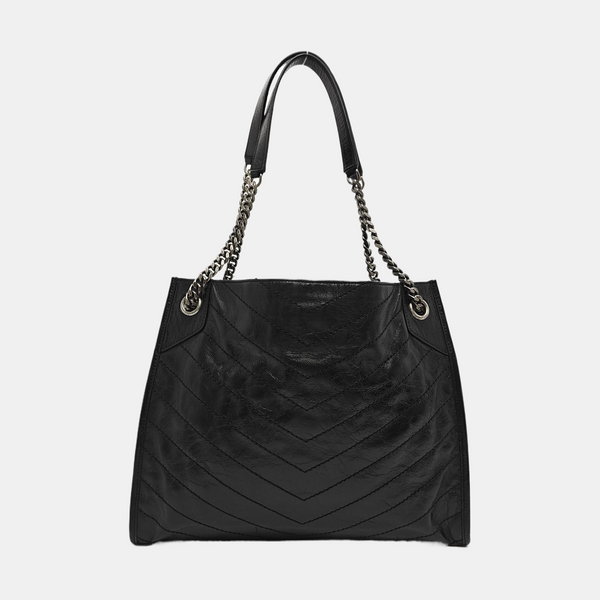 NIKI Medium Chevron Calfskin Black