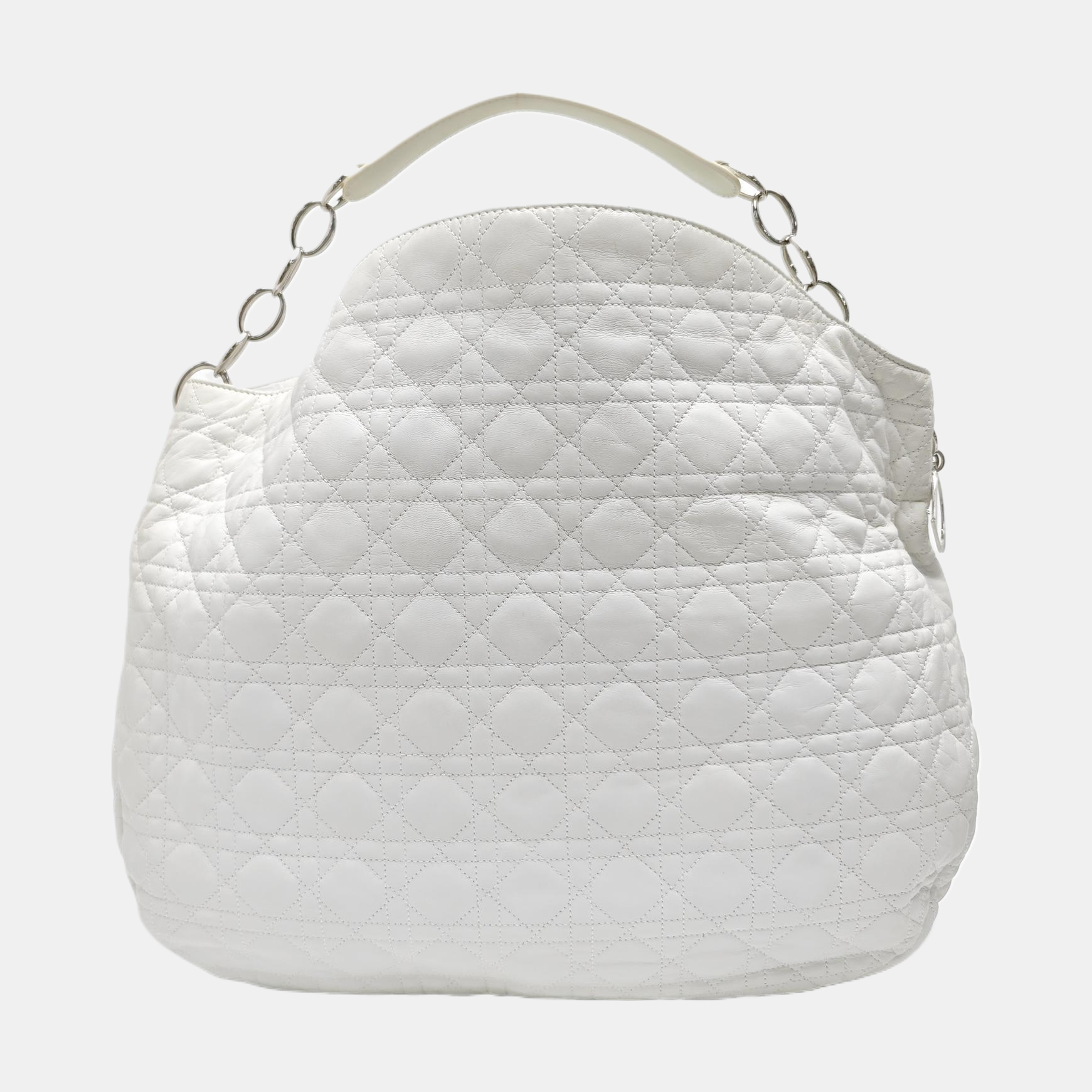 Cannage Lambskin Top Handle Bag White