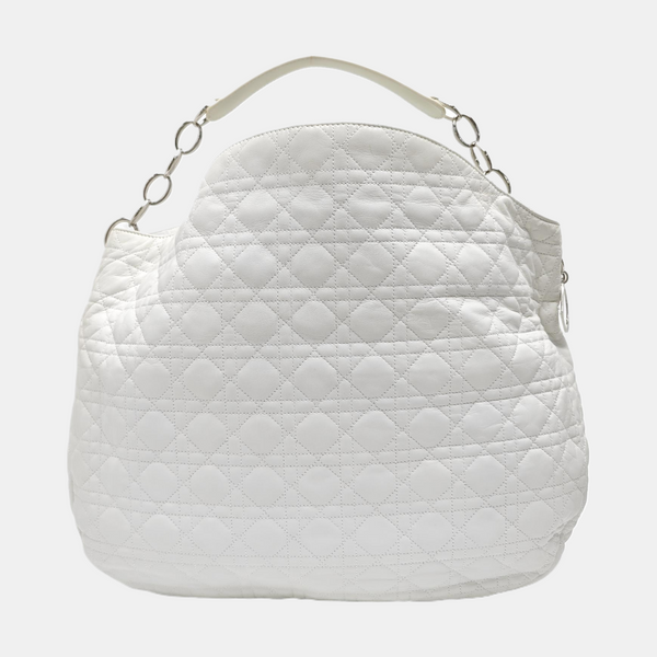 Cannage Lambskin Top Handle Bag White