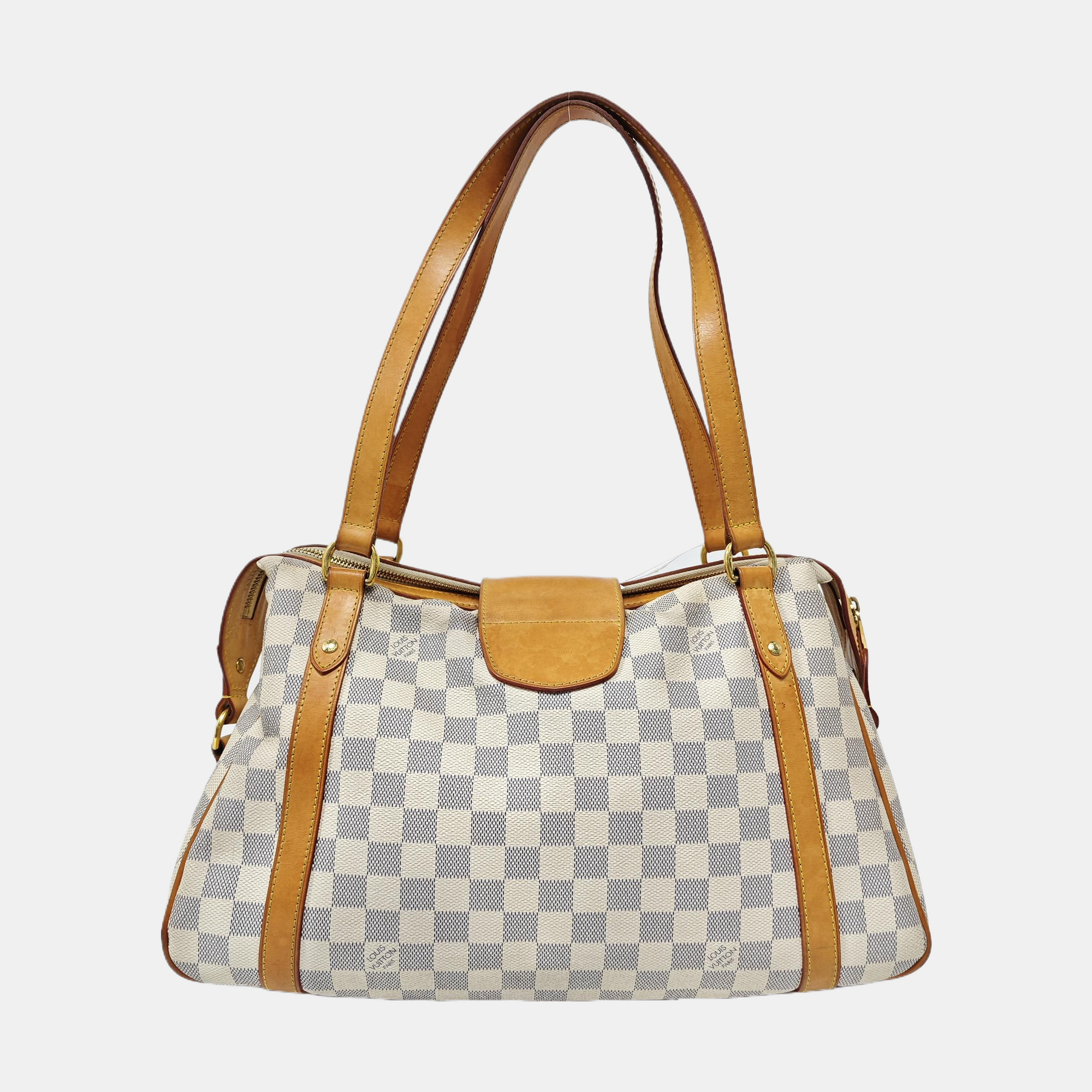 STRESA PM Damier Azur Coated Canvas White