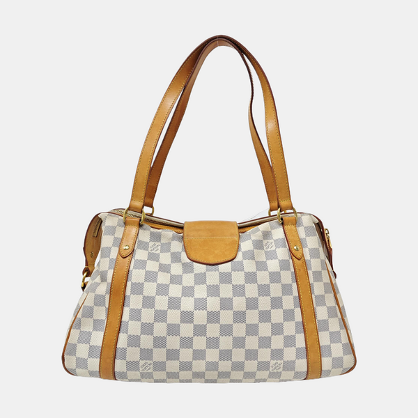 STRESA PM Damier Azur Coated Canvas White